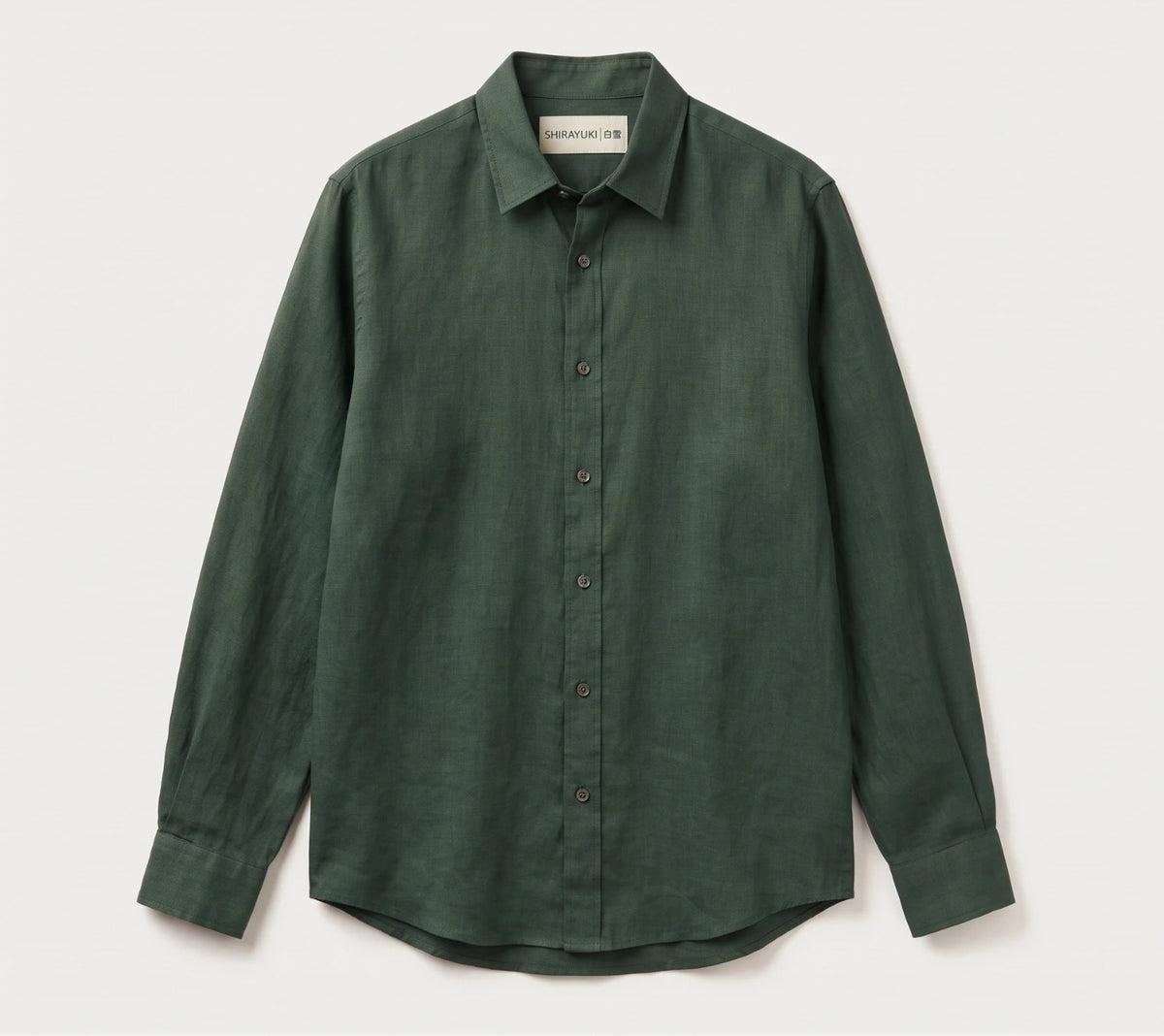 Kaze smart casual shirt in forest green, front view
